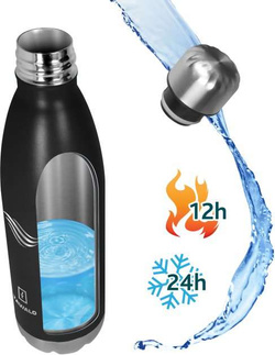 Butelka termiczna TAVIALO, INOX, 750ml, izolowana próżniowo, czarna
