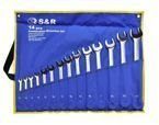 Zestaw kluczy płasko-oczkowych calowych S&R w pokrowcu 14 szt.