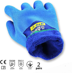 Rękawice ochronne termiczne S&R poliester; szorstka, lateksowa powłoka. 2 pary