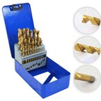Zestaw wierteł do drewna S&R, tytanowane, w kasecie metalowej, 25 szt., 1-13 mm