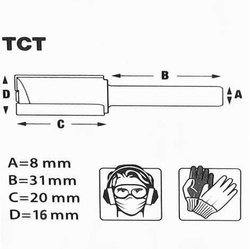 Frez do drewna S&R, palcowy 16x20 mm TCT PROFESSIONAL
