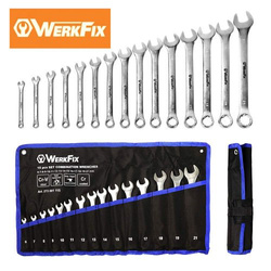Zestaw kluczy płasko-oczkowych WerkFix w pokrowcu 15 szt.