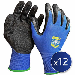 Rękawice robocze S&R nylonowe, szorstka powłoka PU LATEX. 12 par