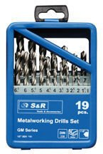 Zestaw wierteł do metalu S&R serii GM w kasecie metalowej 19 szt.