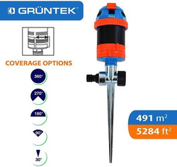 Wielofunkcyjny zraszacz ogrodowy 360° Gruntek, o powierzchni zraszania do 491 m² (5284 ft²)