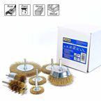 Zestaw szczotek drucianych S&R drut mosiądzowany falisty 7 szt.