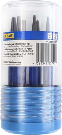 Zestaw wybijaków uniwersalnych + punktak S&R 7 szt.