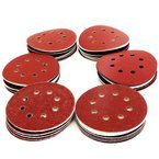 Zestawy papierów ściernych S&R Velcro, 125 mm,  8 otworów, do szlifierek mimośrodowych, 70 sztuk. P60 P80 P120 P180 P240 P320 P400