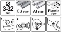 Obcinak do rur aluminiowych, miedzianych i PCV 32mm S&R + ostrze zapasowe