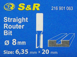 Frez do drewna S&R, palcowy 6,35x20 mm