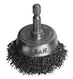 Szczotka druciana garnkowa S&R do wiertarek, stalowy drut falisty