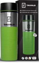 Kubek termiczny TAVIALO, INOX, 420ml, dwie dodatkowe uszczelki silikonowe, gumowana podstawa, zielony