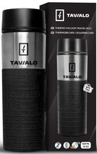 Kubek termiczny TAVIALO, INOX, 420ml, dwie dodatkowe uszczelki silikonowe, gumowana podstawa, czarny