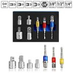 Zestaw adapterów S&R do kluczy nasadowych 1/4"; 3/8"; 1/2" + redukcje 7 szt.